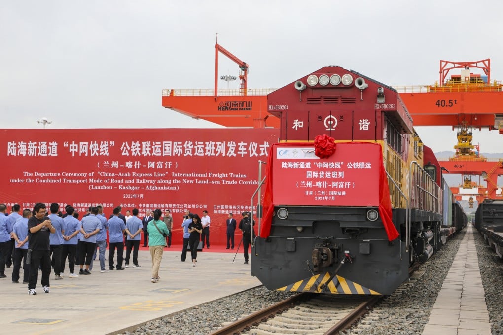 A shipment bound for Afghanistan left Lanzhou on Wednesday. Photo: Xinhua