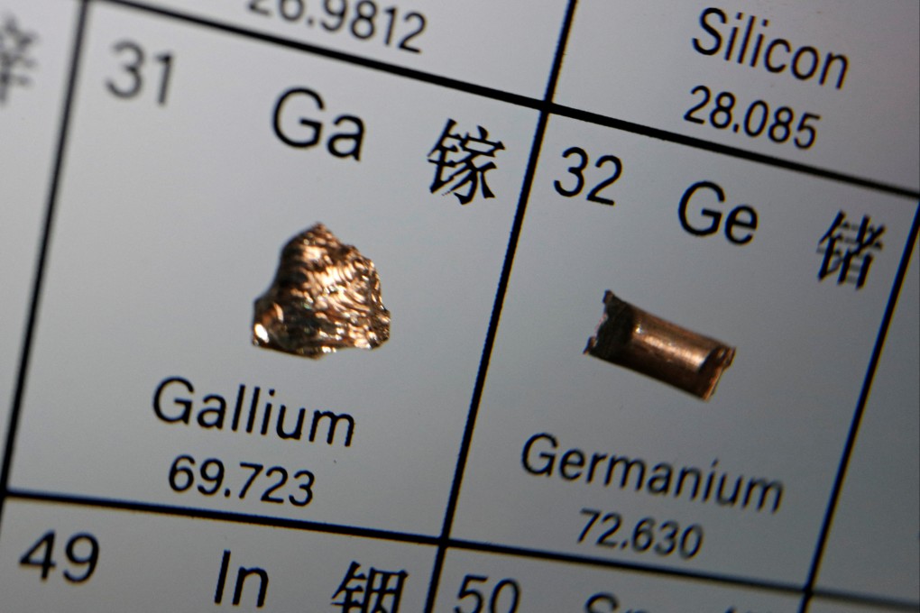 The elements of Gallium and Germanium are seen on a periodic table. Photo: Reuters