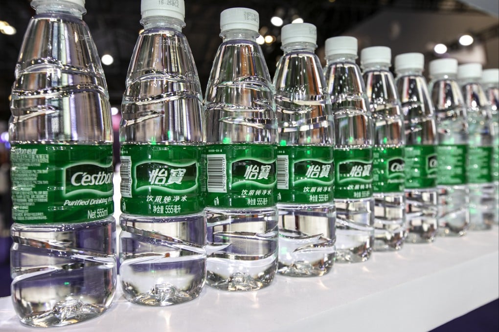 Bottles of water on display at the booth of C’estbon, a bottled water company under state-owned group China Resources, during the 2020 Shanghai Sports Show at Shanghai World Expo Exhibition & Convention Centre on November 27, 2020 in Shanghai. Photo: Getty Images