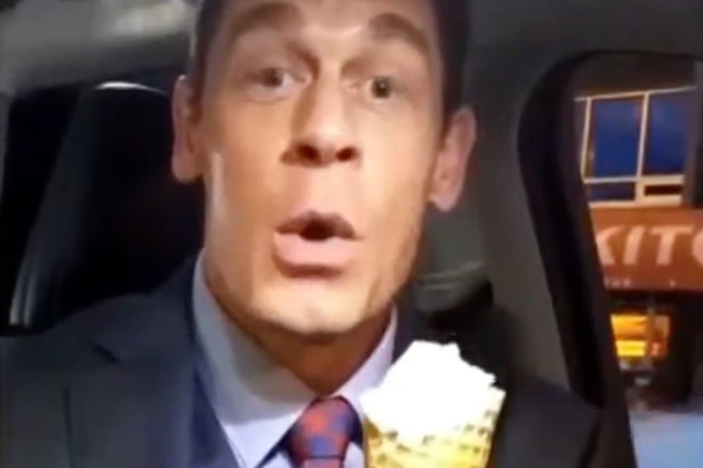 American pro wrestler and actor John Cena in a video on his Weibo account to promote “Fast and Furious 9” to the mainland Chinese market, while eating an ice cream. Photo: Weibo / @RealWWEJohnCena