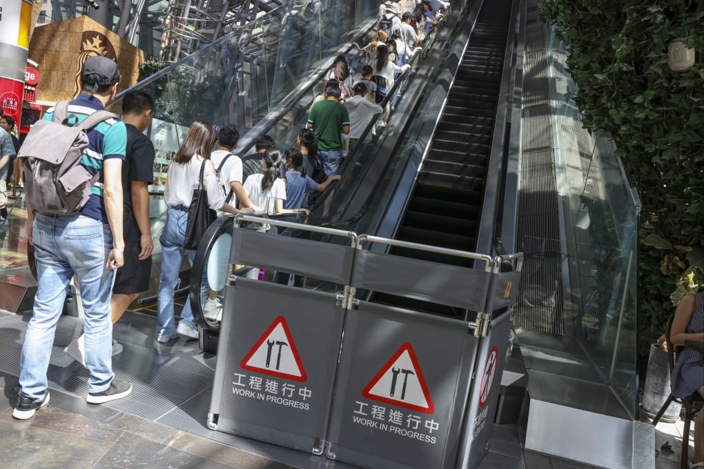 The long escalator at Langham Place shopping centre in Mong Kok was not involved in the incident and has been closed for maintenance. Photo: Yik Yeung-man