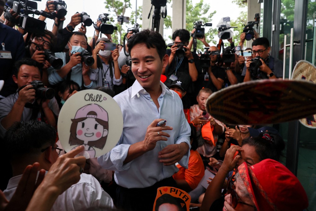 Move Forward Party leader Pita Limjaroenrat meets his supporters in Bangkok on July 4. Photo: Reuters