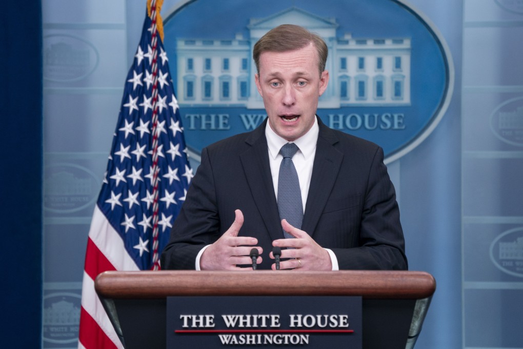 US national security adviser Jake Sullivan during a press briefing at the White House in Washington on Friday. Photo: EPA-EFE