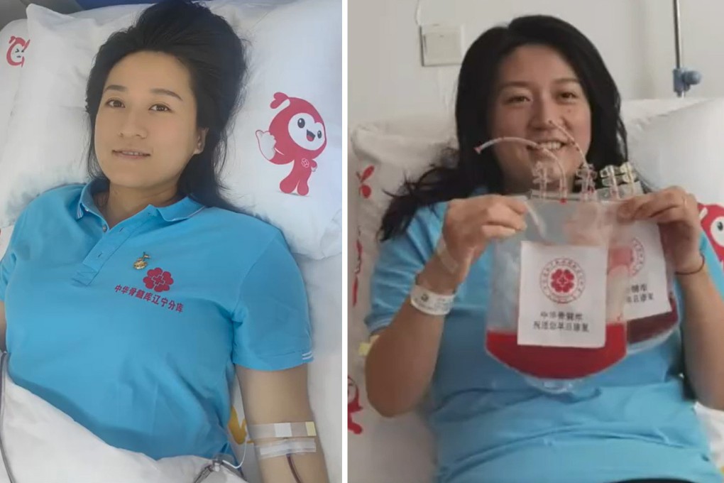 The 32-year-old lawyer registered with the China Marrow Donor programme on her son’s birthday in 2020 and received the call to donate at the start of this year. Photo: SCMP composite/Weibo