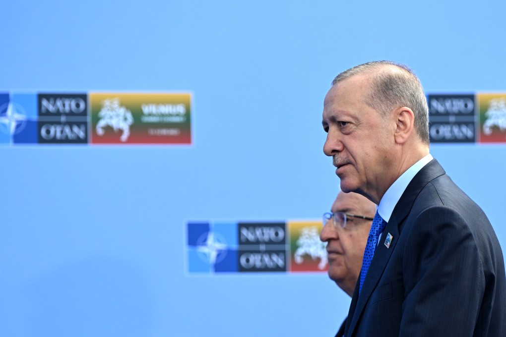 Turkey’s President Recep Tayyip Erdogan arrives to attend the Nato summit in Vilnius, Lithuania, on July 11. Turkey has used Sweden’s membership in Nato as a bargaining chip to support its own aspirations of being admitted to the European Union. Photo: EPA-EFE