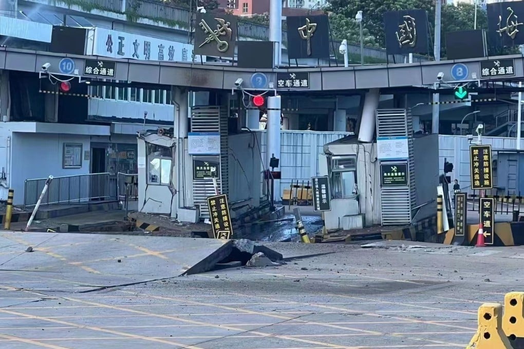 Land subsidence resulted in the partial closure of a crossing between the city and the mainland. Photo: Handout