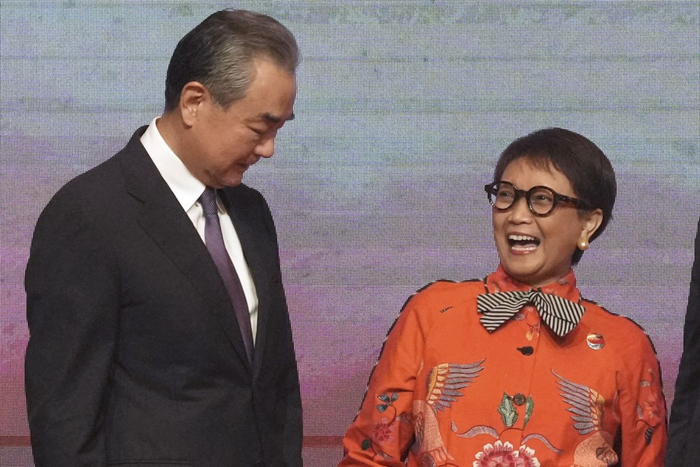 Chinese Communist Party’s foreign policy chief Wang Yi pictured with Indonesian Foreign Minister Retno Marsudi. Photo: EPA-EFE