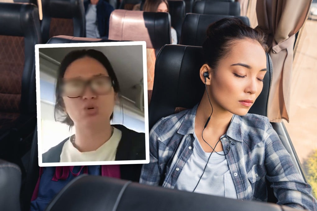 A tour guide in China has faced criticism on mainland social media after she woke up a sleeping tourist on a bus and accused her of being “disrespectful”. Photo: SCMP composite/Baidu
