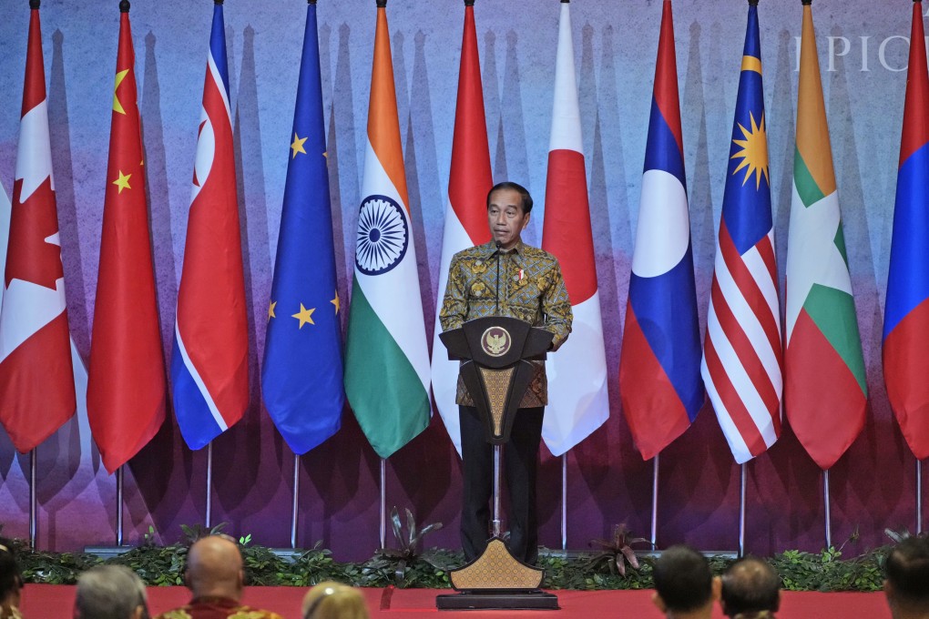 Indonesian President Joko Widodo delivers a speech at an Asean meeting in Jakarta on Friday. Photo: AP