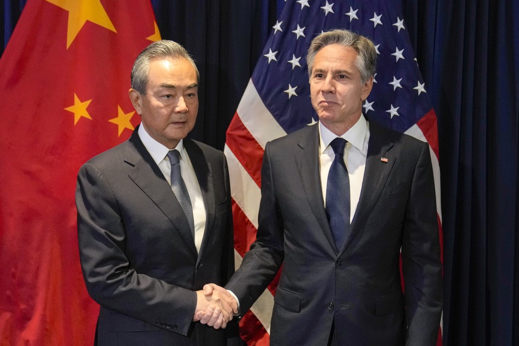 US Secretary of State Antony Blinken (right) shakes hands with China’s top diplomat Wang Yi during their bilateral meeting on the sidelines of the Asean foreign ministers’ meeting in Jakarta, Indonesia, on July 13. Photo: AP