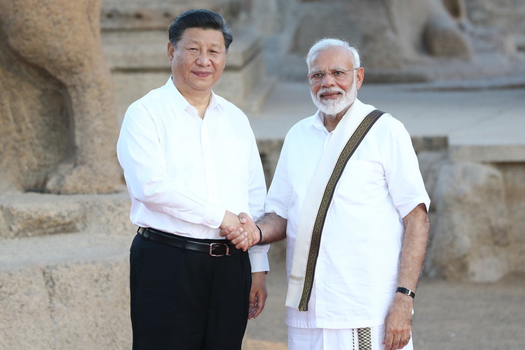 Chinese President Xi Jinping and Indian Prime Minister Narendra Modi in Chennai, India in October 2019. Photo: TNS