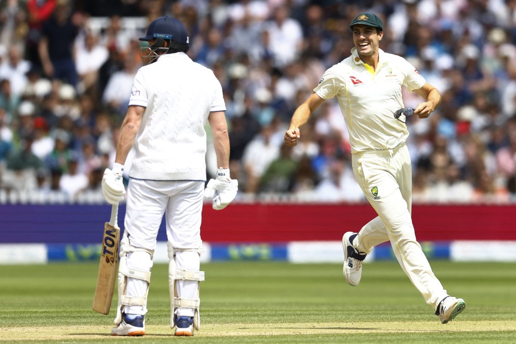 Australia’s Pat Cummins celebrates after England’s Jonny Bairstow was run out, having left his crease thinking, wrongly, that the bowler had finished his over during the second match of the England vs Australia test cricket series. English fans said it wasn’t fair play. Photo: Action Images via Reuters