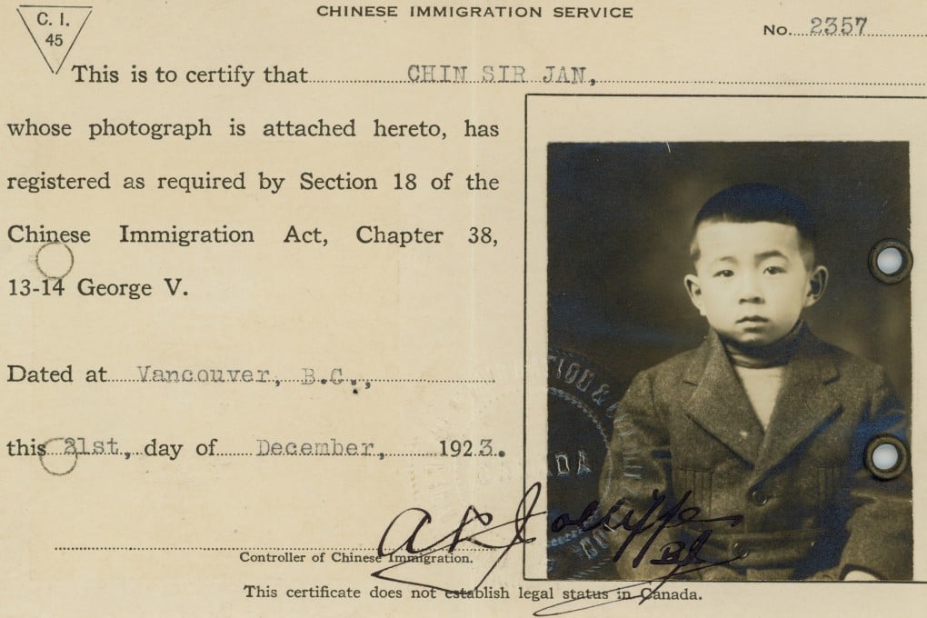 A Chinese Immigration certificate for Chin Sir Jan. The Chinese Canadian Museum in Vancouver’s “The Paper Trail to the 1923 Exclusion Act” exhibition tells the harrowing stories of Chinese immigrants to Canada and their children. Photo: Chinese Canadian Museum