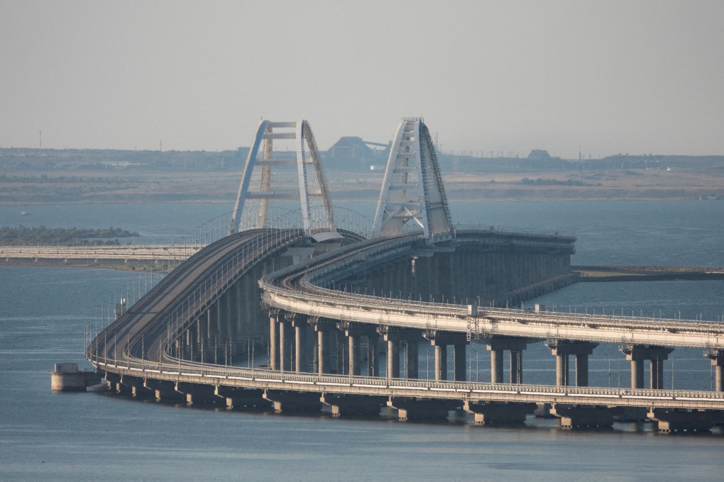 The Crimean bridge connecting the Russian mainland with the peninsula across the Kerch Strait, Crimea. Photo: Reuters