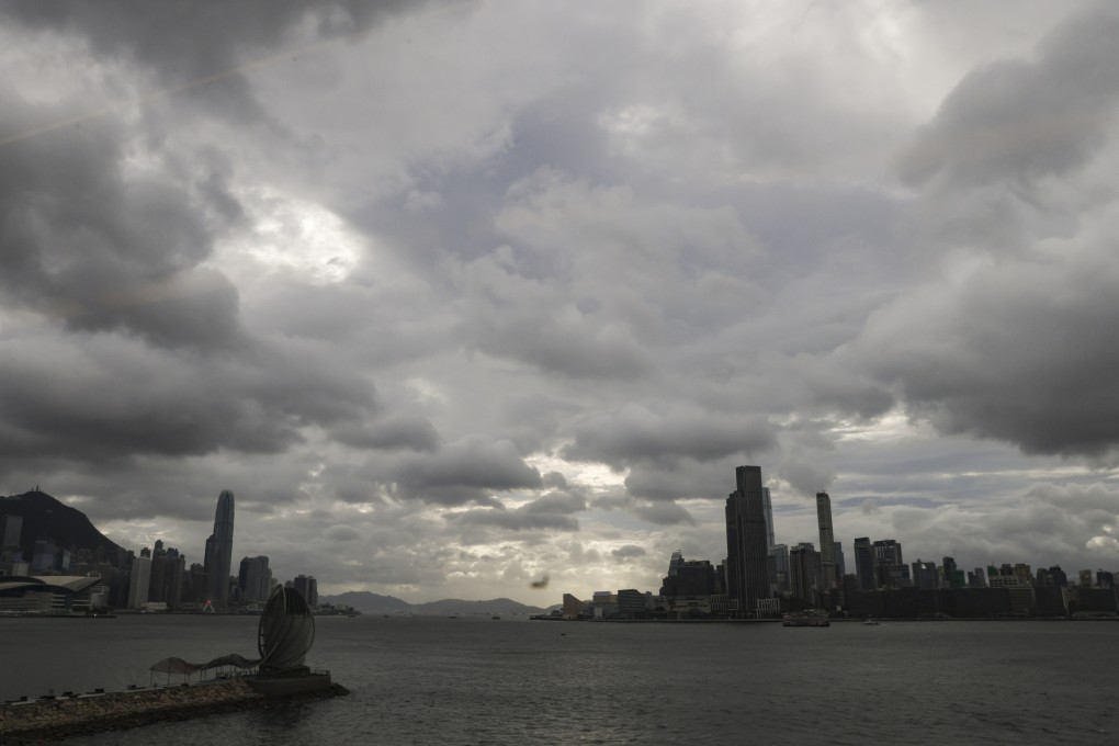 Dark clouds gather over Victoria Harbour as Talim approaches the city. Photo: Yik Yeung-man