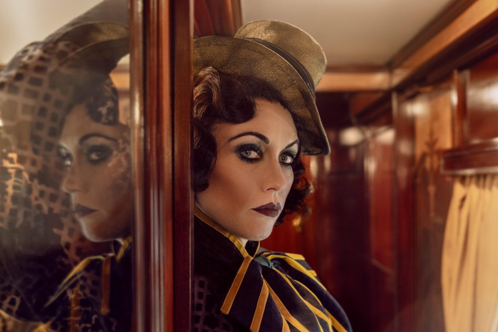 “Julie Ibis” in A Moving Murder Mystery, an experience onboard a luxury British Pullman train that travels from London to Dover and back. Photo: Private Drama Events / The Other Richard