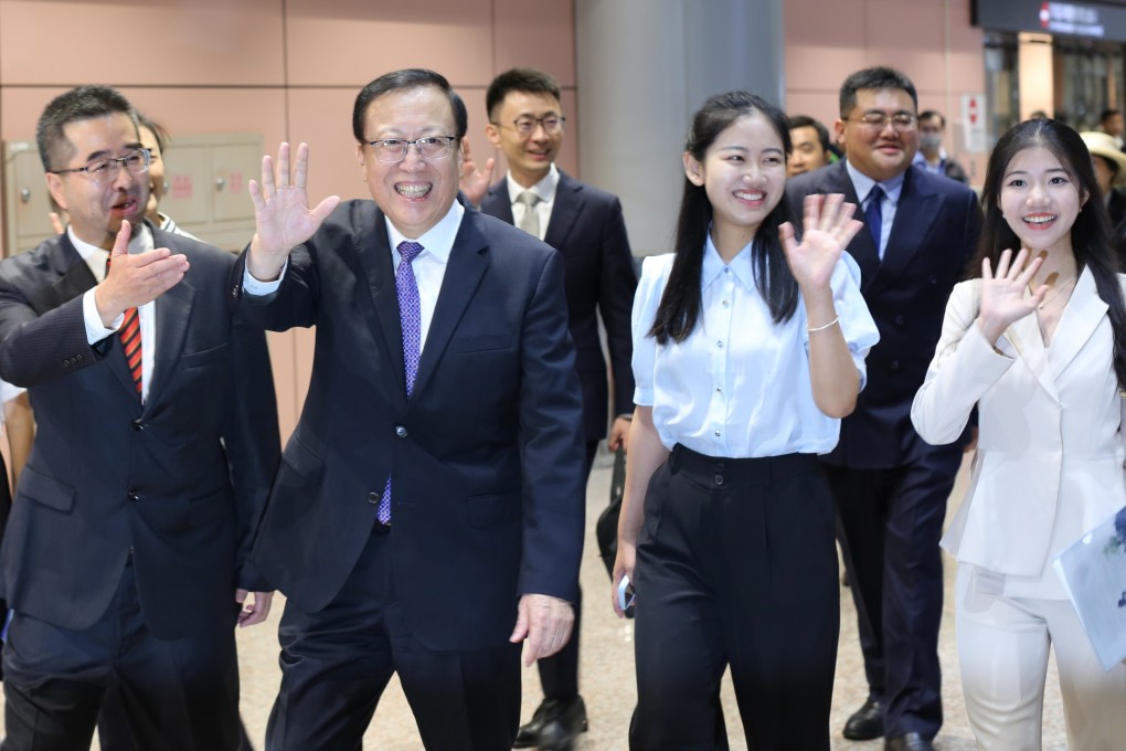 Students and faculty from five mainland universities arrive at Taoyuan International Airport in Taiwan on July 15 for a nine-day visit. Photo: Xinhua