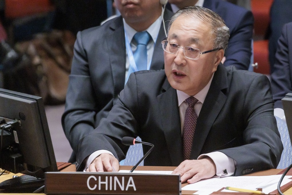 Zhang Jun, China’s ambassador to the United Nations, speaks during the Security Council meeting on artificial intelligence in New York on Tuesday. Photo: EPA-EFE