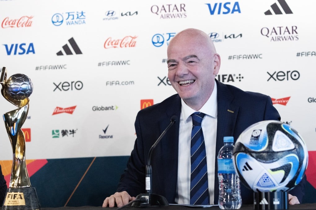 Fifa president Gianni Infantino speaks to reporters during a press conference at the Olympic Park in Auckland. Photo: EPA-EFE