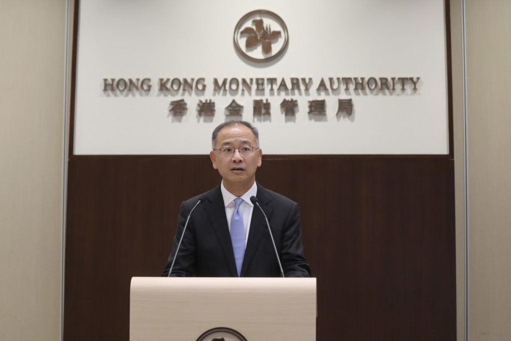 HKMA chief executive Eddie Yue Wai-man speaks to the media on July 1 in Hong Kong’s Central district. The Hong Kong Monetary Authority manages one of the world’s largest reserves. Photo: Xiaomei Chen