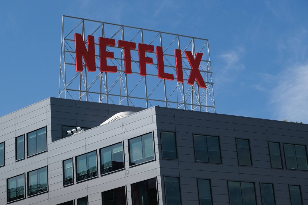 The Netflix logo is seen on top of their office building in Hollywood, California, March 2, 2022. Photo: AFP