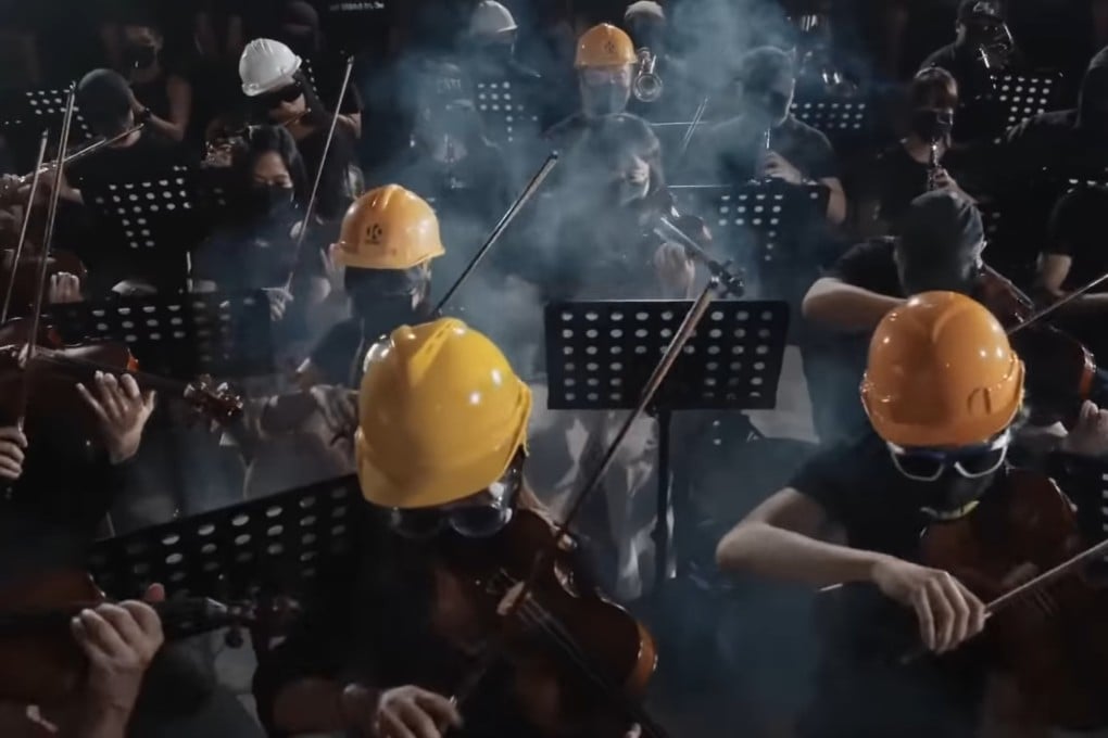 A still from a YouTube performance of protest song “Glory to Hong Kong”. Photo: YouTube