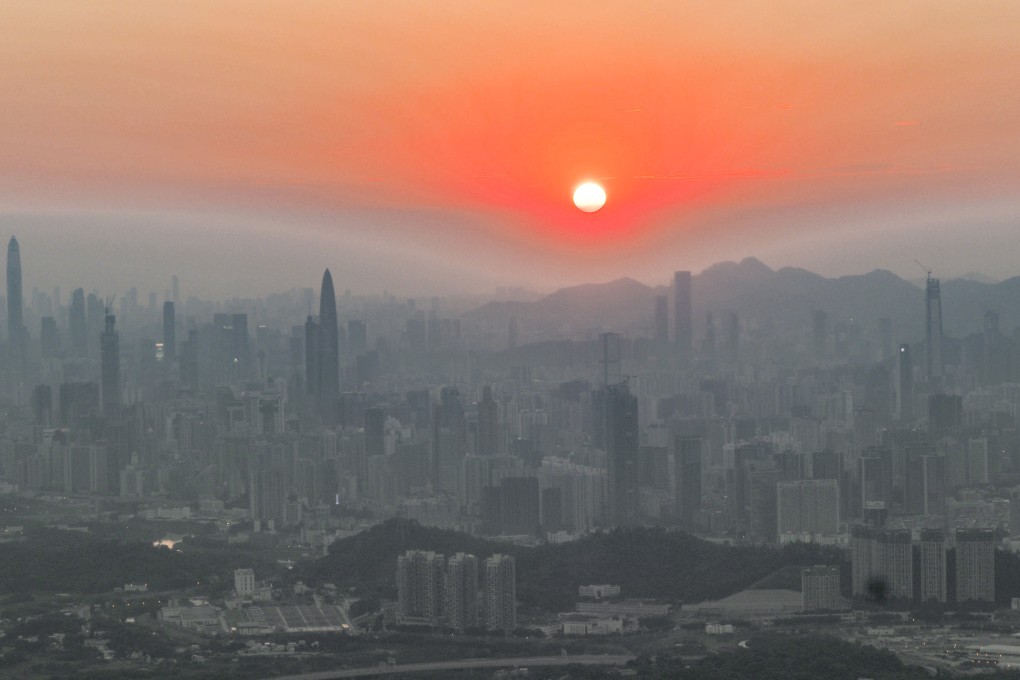 A general view of Greater Bay Area’s of Shenzhen during sunset. Shenzhen’s five-year plan to drive tech innovation amid US-China rivalry the Greater Bay Area – a hi-tech manufacturing hub with aspirations of becoming an economic powerhouse by 2035 – foreign investors are still running into hurdles in their attempts to grab a piece of the artificial intelligence and new-energy segments in the Chinese market. Photo: Martin Chan