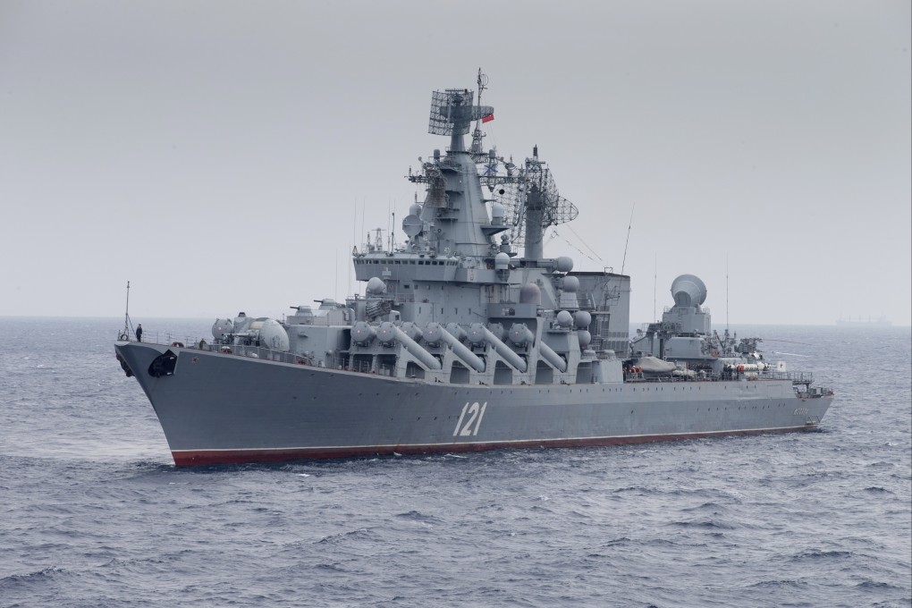 The Russian missile cruiser Moskva is seen on patrol in the Mediterranean Sea near the Syrian coast in December 2015. Photo: Russian Defense Ministry Press Service via AP