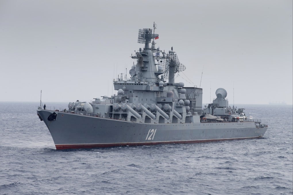 The Russian missile cruiser Moskva is seen on patrol in the Mediterranean Sea near the Syrian coast in December 2015. Photo: Russian Defense Ministry Press Service via AP