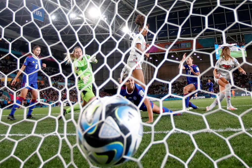 Switzerland’s Seraina Piubel scores her side’s second goal against the Phillipines. Photo: Reuters