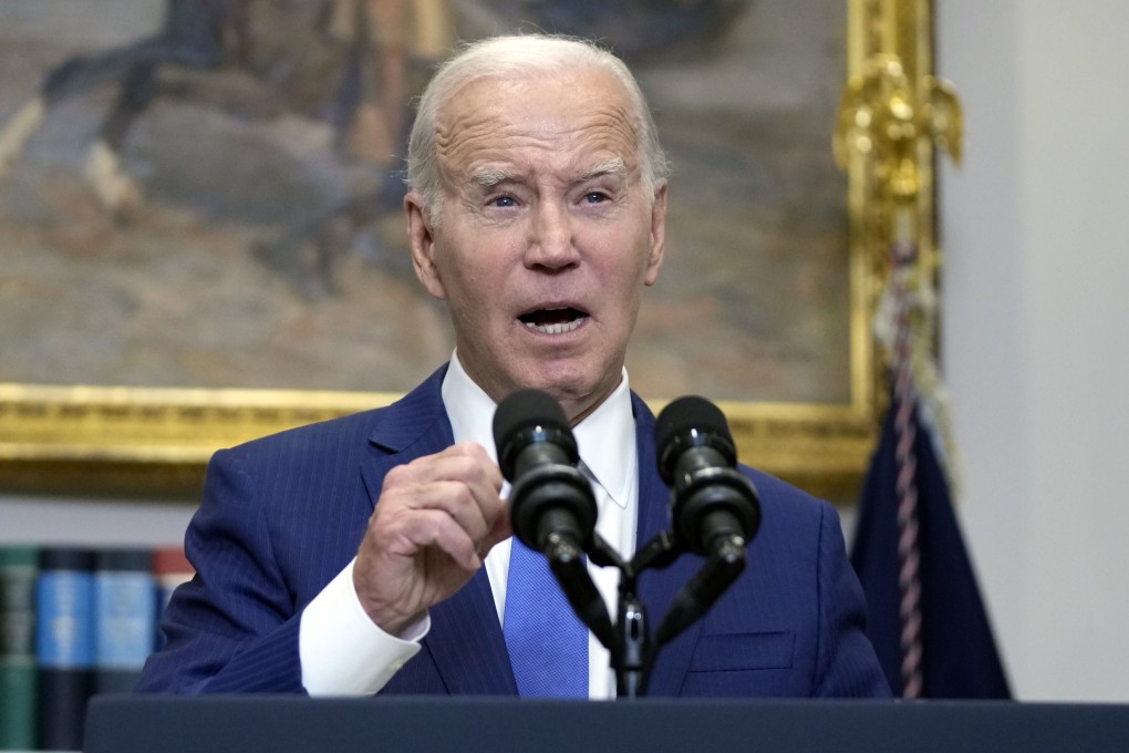 US President Joe Biden speaks about artificial intelligence at the White House on Friady. Photo: AP