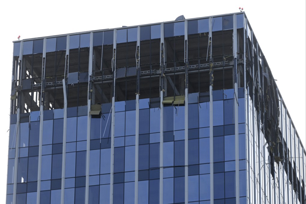 ‘No serious damage’: a drone struck this high-rise building in Moscow, Russia. Photo: Reuters