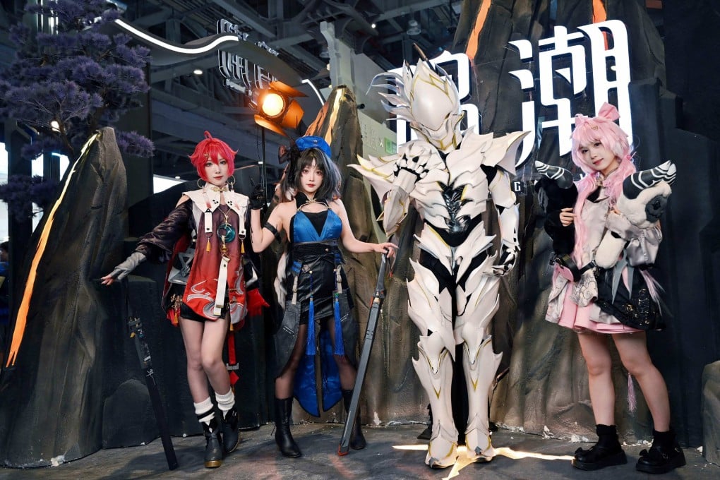 Cosplayers pose for photos during the Bilibili World 2023, an exhibition of animation, comics and games, in Shanghai on July 21, 2023. Photo: AFP