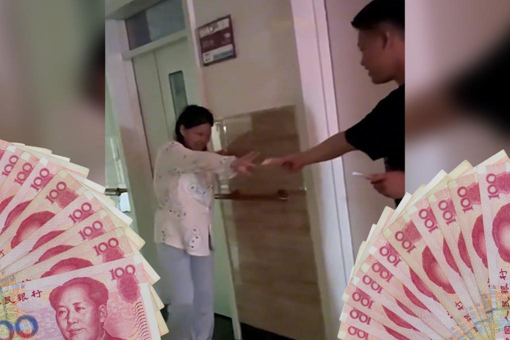 A thoughtful husband who handed a 100-yuan banknote to his wife for every step she took on the painful road to recovery from a caesarean birth has delighted mainland social media. Photo: SCMP composite/Weibo