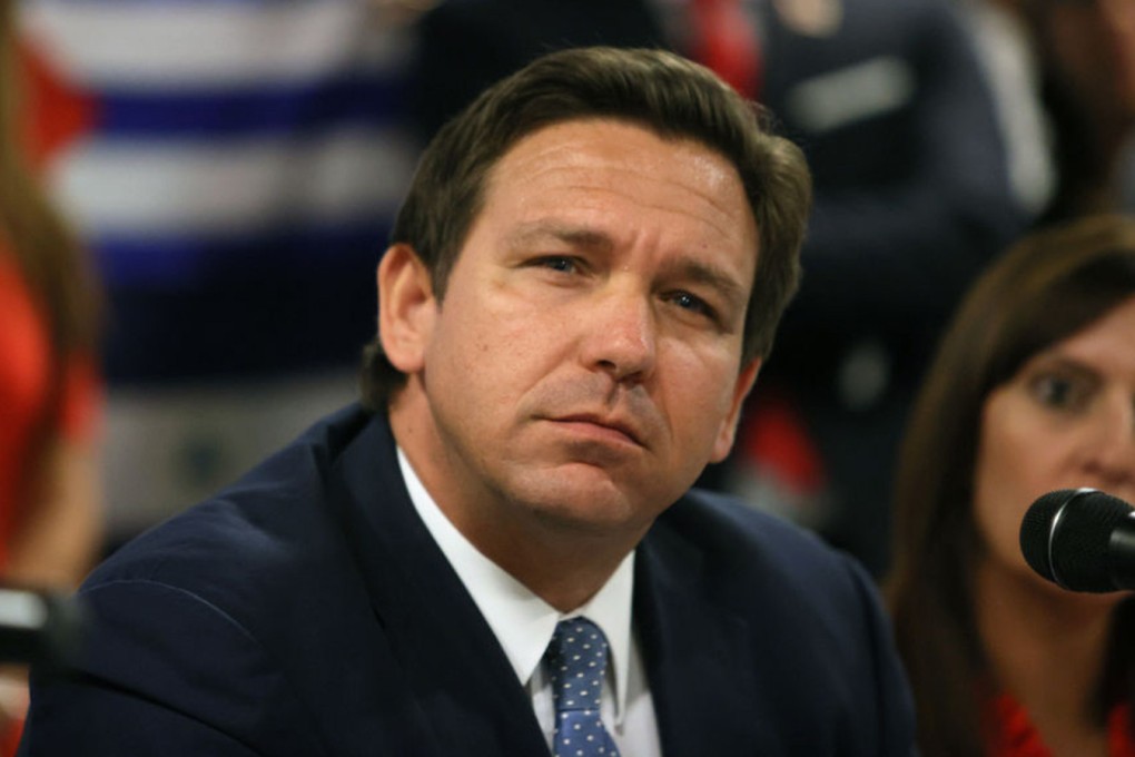 Florida Govenor Ron DeSantis takes part in a roundtable discussion at the American Museum of the Cuba Diaspora in Miami on July 13. Photo: TNS