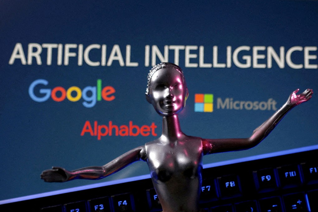 The Google, Microsoft and Alphabet logos, with artificial intelligence wording, are seen in this illustration picture taken, May 4, 2023. Photo: Reuters