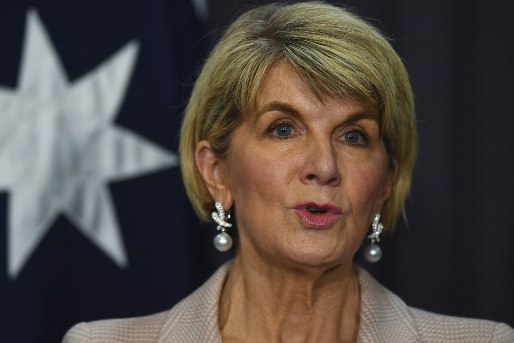 Australia’s former foreign minister Julie Bishop is touting her country as “reasonable” nation to serve as moderator to the tensions between the US and China. Photo: EPA-EFE