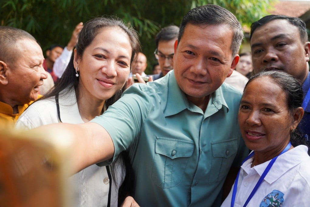 Hun Manet, son of Cambodia’s Prime Minister Hun Sen, is seen at a polling station on in Phnom Penh on Sunday, the day of Cambodia’s general election. Photo: Reuters