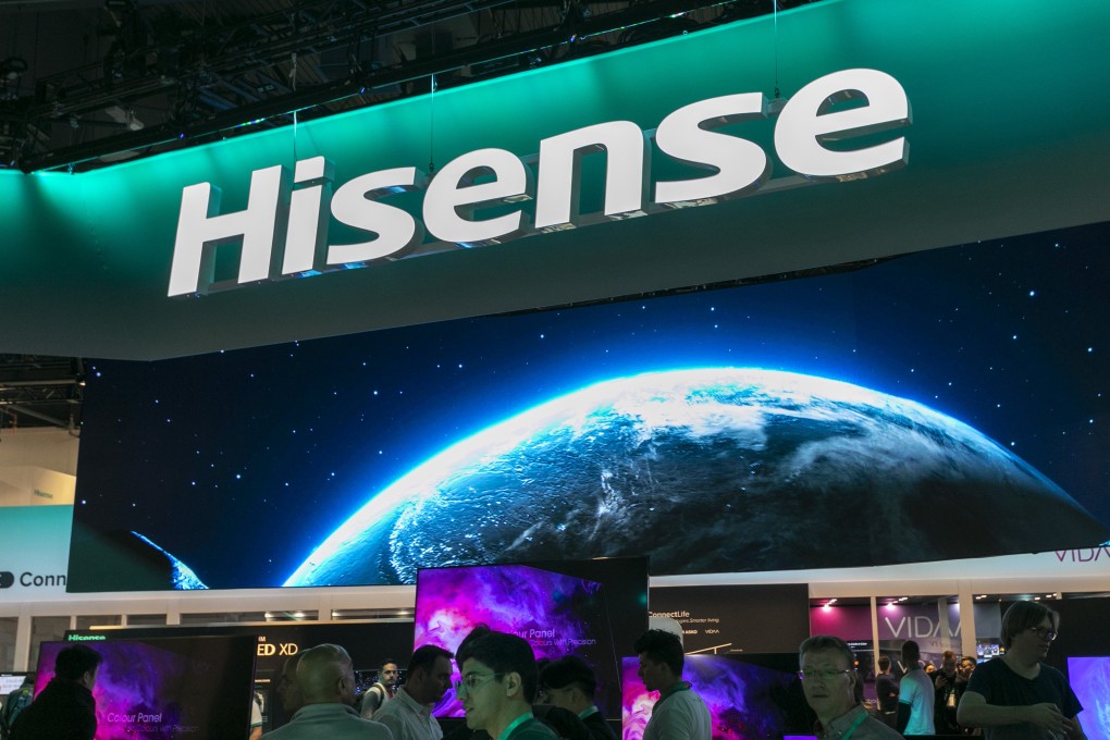The Hisense exhibit is seen is seen on opening day of the 2020 Consumer Electronics Show in Las Vegas. Photo: AFP