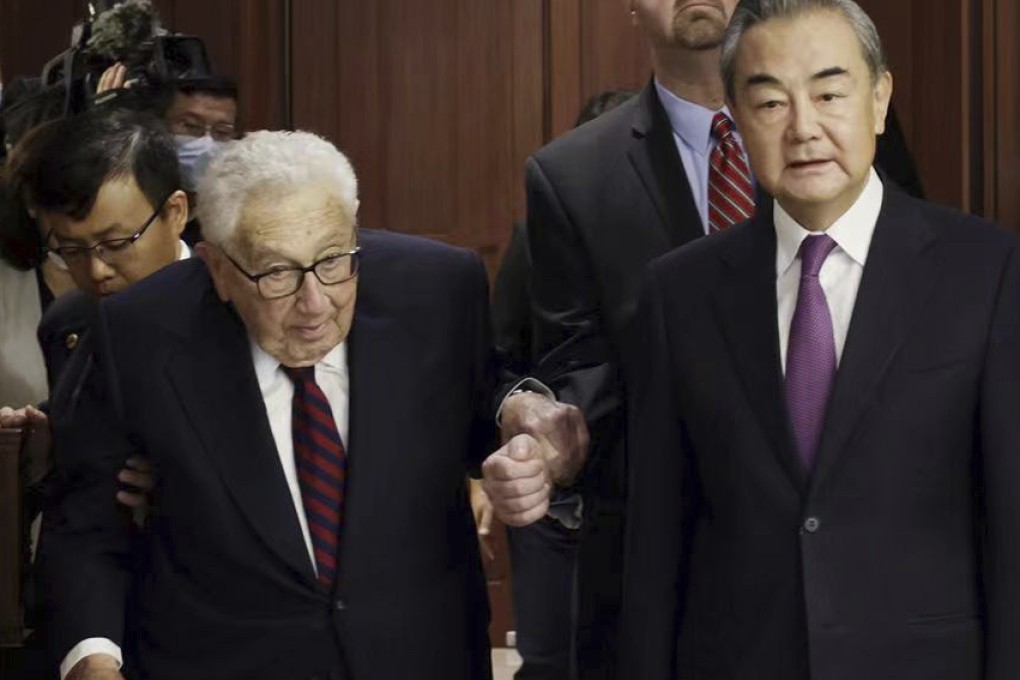 China’s strategy of ‘old friend’ diplomacy, which was seen with former US secretary of state Henry Kissinger’s recent trip, shown here meeting Chinese State Councillor Wang Yi, could be hindering US-China relations. Photo: Ministry of Foreign Affairs of the People’s Republic of China via AP