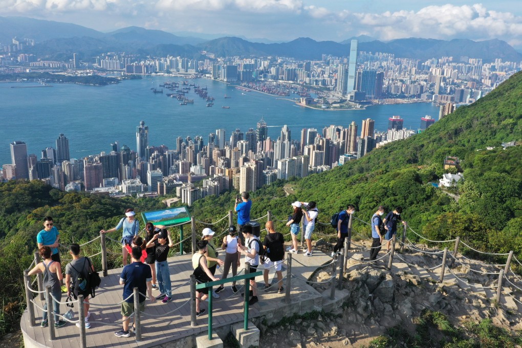 Hikers enjoying the view at Mount High West Viewing Point in Pok Fu Lam Country Park. Photo: May Tse