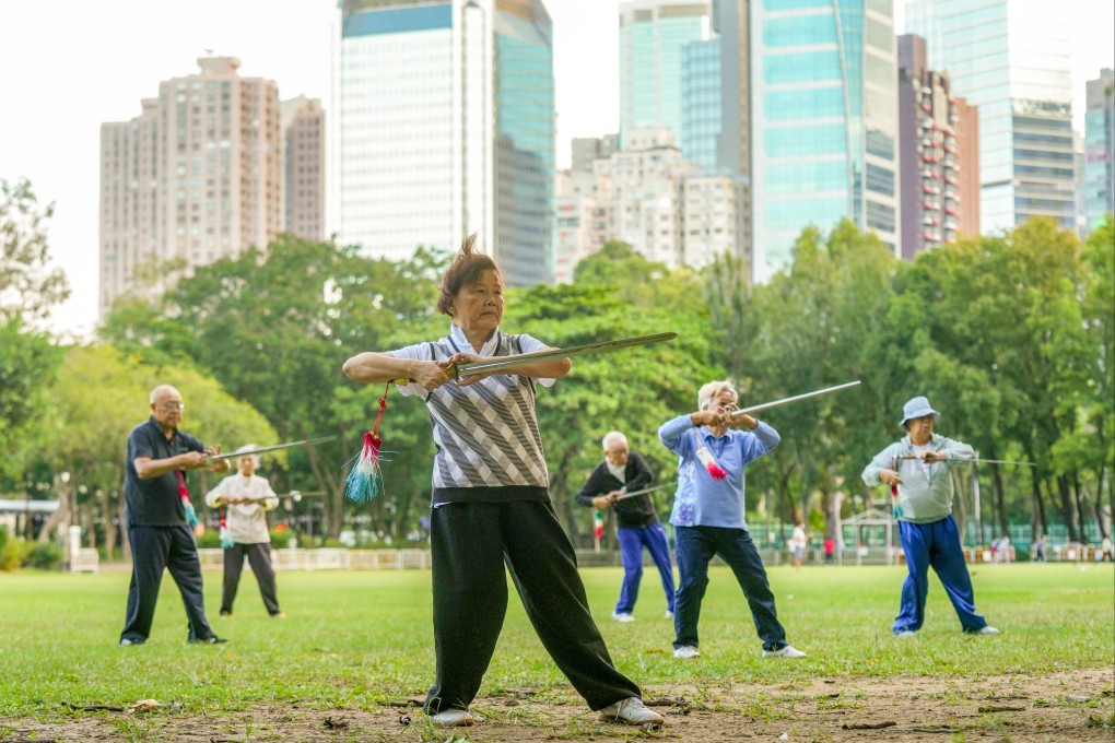 People doing Tai Chi exercise at Victoria Park in Causeway Bay. Photo: Sam Tsang