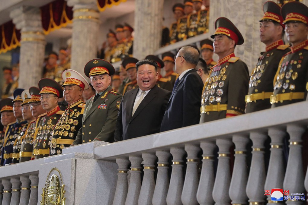 A military parade, hosted by North Korean leader Kim Jong-un, and attended by Russian and Chinese delegations, featured the country’s most advanced intercontinental ballistic missiles. Photo: AFP/KCNA VIA KNS