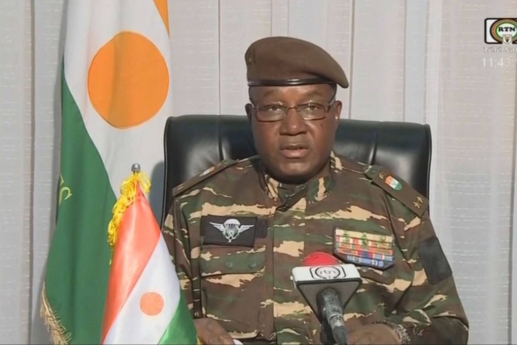 General Abdourahamane Tchiani, now leading Niger, speaking on national television after the ouster of President-elect Mohamed Bazoum. Photo: via AFP