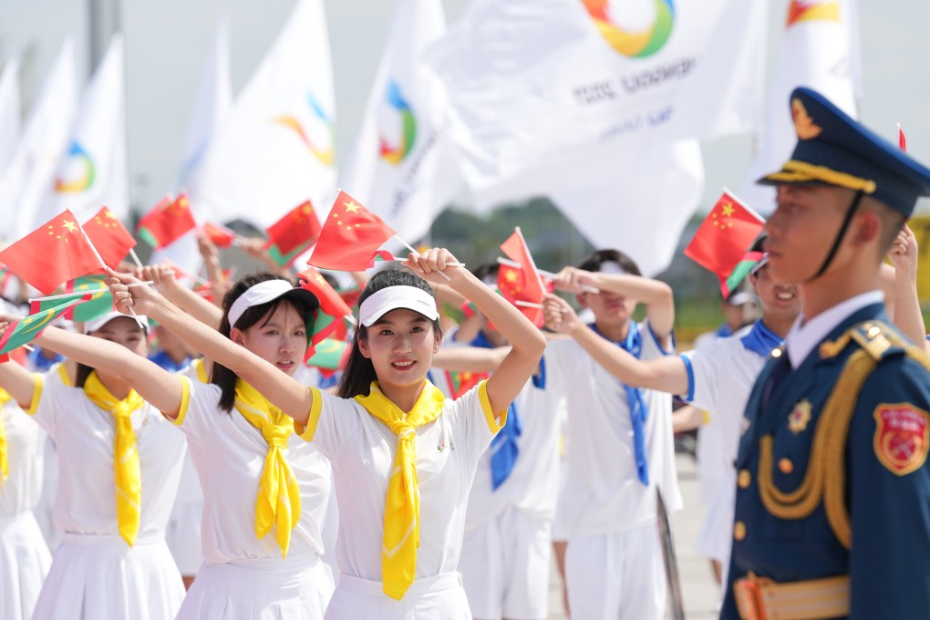 A welcoming ceremony is held for the World University Games in Chengdu, China. Photo: Xinhua