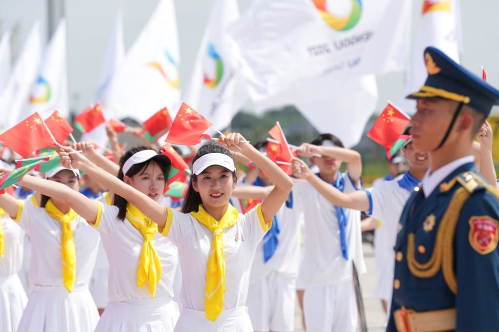 A welcoming ceremony is held for the World University Games in Chengdu, China. Photo: Xinhua