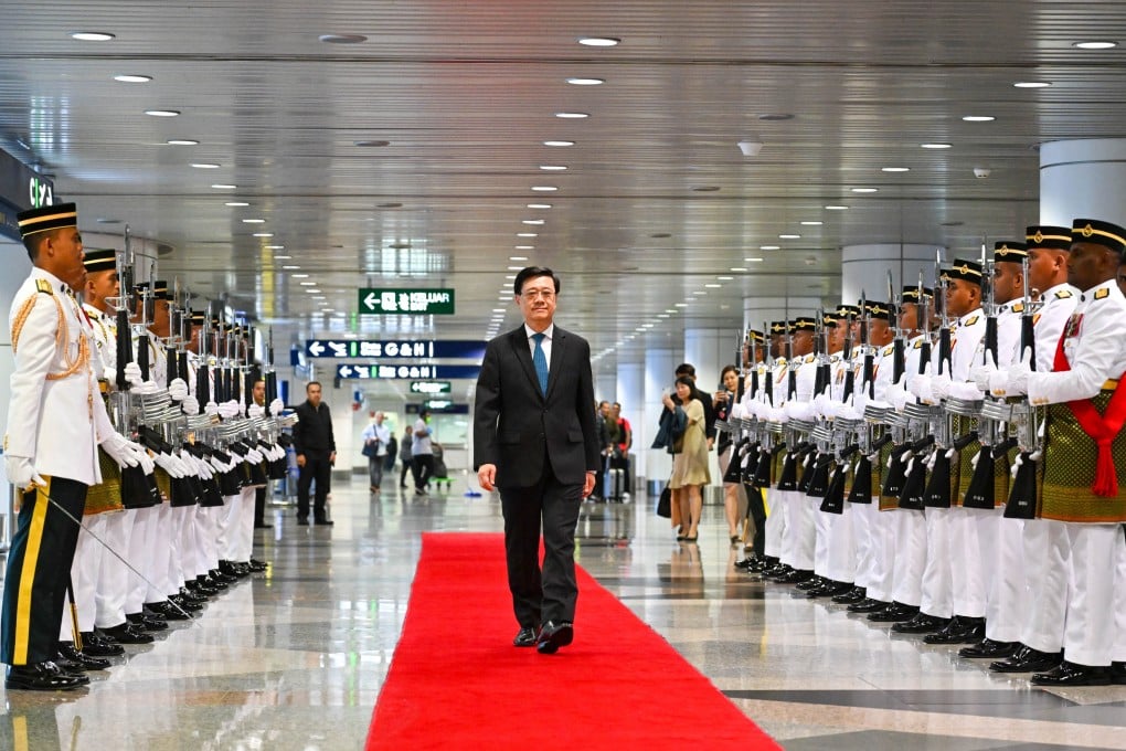 Hong Kong Chief Executive John Lee arrives in Kuala Lumpur, Malaysia, on Thursday morning. Photo: Handout