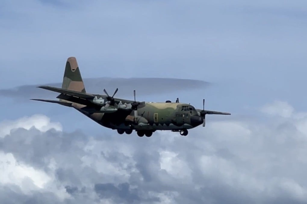 A Taiwanese C130 transport plane prepares to land at the Chihhang Base in eastern Taiwan, one of the sites of a large hangar protected by the mountains. Photo: CNA