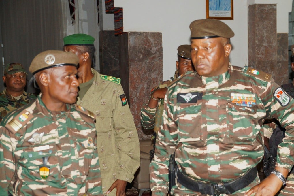 General Abdourahmane Tiani, right, has been declared as the new head of Niger by leaders of a coup. Photo: Reuters