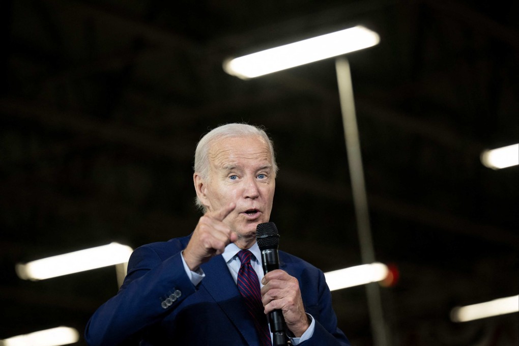 US President Joe Biden gestures as he speaks about his economic plan at Auburn Manufacturing in Auburn, Maine, July 28, 2023. Photo: AFP
